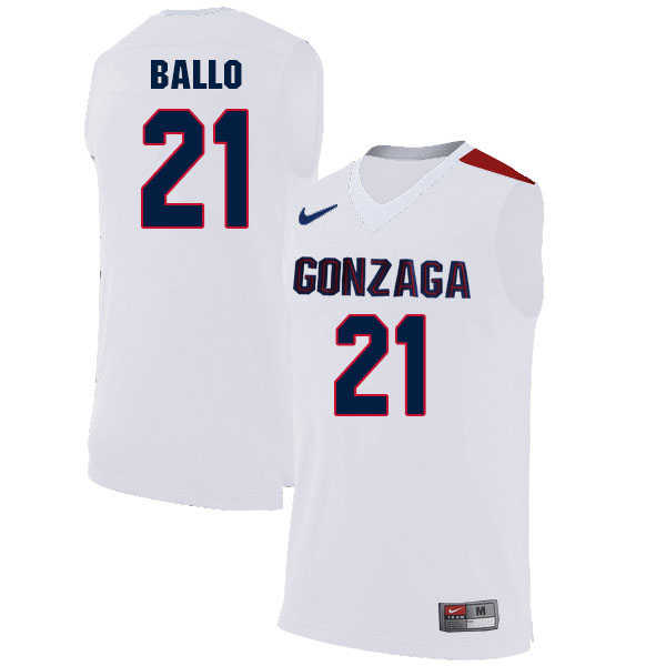 Men #21 Oumar Ballo Gonzaga Bulldogs College Basketball Jerseys Sale-White
